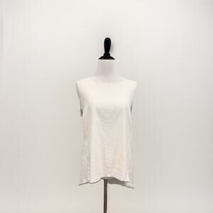 Parker Smith Top Women’s Small Ivory Tencel Linen Sleeveless Blouse USA Made